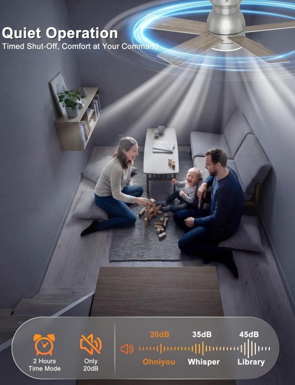 Ceiling Fans with Lights, 32 Inch Low Profile Ceiling Fan with Light and Remote/APP Control, Flush Mount, Dimmable, Qiuet DC Motor, Silver Small Indoor Ceiling Fan for Bedroom, Kitchen