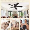 1 Pack Flush Mount 42 Inch Farmhouse Ceiling Fan with Light, Caged Ceiling Fans for Bedroom Living Room, Double-Sided 5 Blades Rustic Ceiling Fan-Black