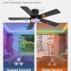 42 Inch Ceiling Fans with Lights and Remote,Outdoor Indoor Modern Flush Mount Ceiling Fan with 3CCT 6-Speed Quiet DC Motor,Small Low Profile Ceiling Fan for Bedroom Living Room OfficeBlack RGB