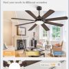 62 Inch Ceiling Fans with Lights, Oil Bronze Modern Ceiling Fan with Remote,Large Farmhouse Indoor & Outdoor Ceiling Fan with 8 Dual Finish Blades, Quiet DC Motor, Bright LED Light