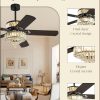 52 Inch Crystal Fandaliers Ceiling Fan with Double-layer LED Light, Chandelier Ceiling fans, 3CCT, 6-Speeds, Quiet DC Motor, Farmhouse Ceiling Fans with Light, Black Ceiling Fan for Bedroom