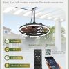 Outdoor Ceiling Fans with Light for Patios, 24" Weatherproof Plug in Ceiling Fan, Gazebo Fan Remote&APP Control, 3CCT Dimmable, Caged Ceiling Fan with Hanging Hook for Porch, Pergola, Canopy