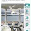 Outdoor Ceiling Fans with Light for Patios, IP65 Waterproof Gazebo Fan, Plug in Ceiling Fan with Remote, 3CCT 6-Speed White Ceiling Fan with Hanging Hook for Porch, Pergola,Canopy