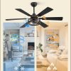 50 Inch Ceiling Fan with Lights, Farmhouse Caged Ceiling Fans with Remote, Black Industrial Ceiling Fans with Quiet Reversible DC Motor, Small Ceiling Fan for Living room, Bedroom