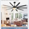 72 inch Large Ceiling Fans with Lights and Remote, Reversible DC Motor,3 CCT, 6 Speed, Modern Ceiling Fan for Living Room Patio, Black