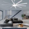 Industrial Ceiling Fan with Bright Lights - Remote/APP Control, High CFM, Large Ceiling Fan for Shop, Covered Outdoor, Great Room, Silver