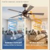 1 Pack Farmhouse 60 Inch Ceiling Fans with Lights, Industrial Caged Ceiling Fans for Bedroom Living Room, Double-Sided 5 Blades Rustic Ceiling Fan-Oil Bronze