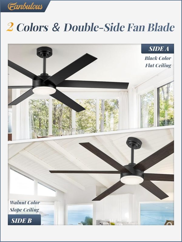 Ceiling Fans with Lights and 62" Ceiling Fans no Light, Indoor or Covered Outdoor Ceiling Fans for Patios, 6 Speed, DC Motor Large Ceiling Fan