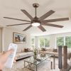 Ceiling Fans with Lights, 60 inch Large Ceiling Fan with Light and Remote, Outdoor Bronze Ceiling Fan for Living Room Patio, 6 Speeds, Reversible Quiet DC Motor, 3 CCT, Bi-Color 8 Blades