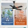 Outdoor Ceiling Fans with Light for Patios, IP65 Waterproof Gazebo Fan, Plug in Ceiling Fan with Remote, 3CCT 6-Speed Black Ceiling Fan with Hanging Hook for Porch, Pergola,Canopy