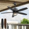 Outdoor Ceiling Fans with Lights and Remote Control,IP65 Wet Rated Waterproof Ceiling Fan with 6-Speed DC Motor, Farmhouse Gazebo Fan for Porch Patios PavilionBlack