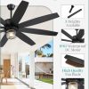 Outdoor Ceiling Fans with Lights and Remote Control, IP65 Wet Rated Waterproof Ceiling Fan with 6-Speed DC Motor, Farmhouse Gazebo Fan for Porch Patios PavilionBlack