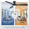 52 Inch Ceiling Fans with Lights and Remote, 3 Blades Flush Mount Low Profile Ceiling fan, Efficient 3475 CFM, Safe ABS, Timer, Quiet 35dB, 3CCT, Reversible for Bedroom Living Room, Black