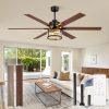 65 Inch Farmhouse Crystal Ceiling Fan with Lights and Remote, Chandelier Ceiling Fan with Quiet Reversible DC Motor, Wood Blades - Ideal for Bedroom