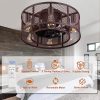 81bguqJ1vrL._AC_SL1500_.jpg Cage 21 Inch Farmhouse Low Profile Ceiling Fan with Light Remote Control, Flush Mount Bladeless Ceiling Fan Lighting Fixture for Bedroom Living Room Kitchen Brown