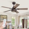 Farmhouse Caged Ceiling Fans with Lights and Remote, 42 Inch Oil Bronze Bedroom Ceiling Fans for Living Room Kitchen6 Speed Reversible Quiet DC Motor, Dual Finish 5 Blades
