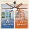 52 Inch Ceiling Fans with Lights, Indoor/Outdoor Modern Ceiling Fan with Reversible Blade And 2 Rods, Quiet DC Motor, 3CCT & 6-Speed Remote Control, Dual Finish Blade for Living Room/Bedroom