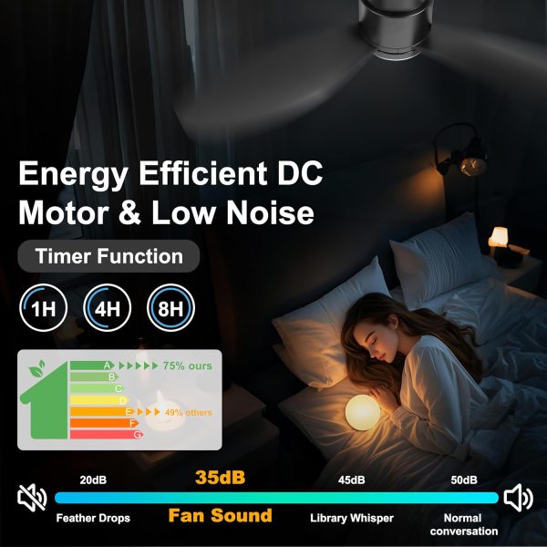Flush Mount Ceiling Fans with Lights, Remote/App Control, Dimmable, Quiet Indoor/Outdoor Ceiling Fan for Covered Patio, Bedroom, Kitchen, Black