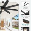 Outdoor Ceiling Fans with Lights and Remote Control,IP65 Wet Rated Waterproof Ceiling Fan with 6-Speed DC Motor, Farmhouse Gazebo Fan for Porch Patios PavilionBlack