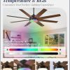 60 Inch RGB Ceiling Fans with Lights and Remote&APP Control, Black Smart Ceiling Fan with Quiet Reversible DC Motor, 6 Speeds, 3CCT, Dimmable, Large Ceiling Fan for Living Room Bedroom