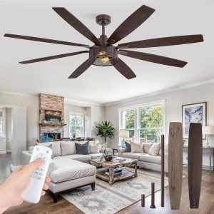 Farmhouse Ceiling Fans with Lights and Remote, 72 Inch Oil Bronze Industrial Caged Ceiling Fans for Bedroom Living Room Kitchen, 6 Speed Reversible Quiet DC Motor, Dual Finish 8 Blades