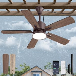81dOcKw99JL._AC_SL1500_.jpg Outdoor Ceiling Fans with Light for Patios, IP65 Waterproof Gazebo Fan, Plug in Ceiling Fan with Remote, 3CCT 6-Speed Oil-Bronze Ceiling Fan with Hanging Hook for Porch, Pergola,Canopy
