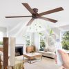 60 Inch Low Profile Ceiling Fan no Lights, Brown Farmhouse Ceiling Fan without Light, 6-Speeds, Quiet Reversible DC Motor, Indoor/Outdoor Ceiling Fans for Patio, Living Room, Bedroom