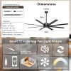 Large Ceiling Fan No Light - Industrial Fan Remote & APP Control, Quiet DC Motor, Indoor/Outdoor Ceiling Fan for Patio, Shop, Garage, Aluminum Blades, Black