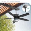 Outdoor Ceiling Fans with Lights and Remote Control,IP65 Wet Rated Waterproof Ceiling Fan with 6-Speed DC Motor, Farmhouse Gazebo Fan for Porch Patios PavilionBlack
