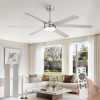 60 Inch Ceiling Fans with Lights and Remote, Reversible 6 Blades, Dimmable, 3000K-6000K Adjustable, Outdoor Ceiling Fans for Patios, Large Ceiling Fan for Indoor or Covered Outdoor, Nickel