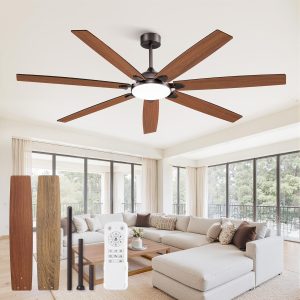 72 Inch Large Ceiling Fans with Lights,Oil Bronze Modern Ceiling Fan with Quiet DC Motor, 3CCT, Indoor/Outdoor Ceiling Fan with Dual Finish Reversible 7 Blades, Timer for Living Room, Patio