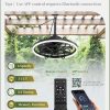 Outdoor Ceiling Fans with Light for Patios, 24" Weatherproof Plug in Ceiling Fan, Gazebo Fan Remote&APP Control, 3CCT Dimmable,Caged Ceiling Fan with Hanging Hook for Porch, Pergola,Canopy