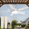 Outdoor Ceiling Fans with Light and Remote,IP65 Wet Rated Waterproof Ceiling Fan with 6-Speed DC Motor, Farmhouse Gazebo Fan for Porch Patios Pavilion(White Gold)