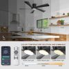 52 Low Profile Ceiling Fan with Lights, Remote & APP Control Modern Flush Mount Indoor Outdoor Ceiling Fans, Dimmable, Silent DC Motor, Reversible, Black
