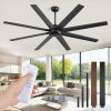 72 Inch Ceiling Fans No Light with Remote, Black Indoor/Outdoor Ceiling Fan Without Light with Quiet Reversible DC Motor, 6 Speeds, 8 Blades Large Ceiling Fan for Living Room Bedroom Patio