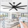72 Inch Ceiling Fan no Light, Black Ceiling Fan with Remote, 6-Speeds, Quiet Reversible DC Motor, Industrial Ceiling Fans without Lights for Living Room, Garage, Patio, Indoor/Outdoor Use