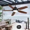 52 Inch Wet Rated Outdoor Ceiling Fan with Lights and Remote,IP65 Hanging Gazebo Fan with 3CCT 6-Speed DC Motor,Brown Waterproof Plug in Ceiling Fan with Cord for Patios Porch Pergola Pavilion