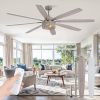 Farmhouse Ceiling Fans with Lights and Remote, 72 Inch Brushed Nickel Industrial Caged Ceiling Fans for Bedroom Living Room Kitchen, 6 Speed Reversible Quiet DC Motor, Dual Finish 8 Blades