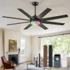 60 Inch RGB Ceiling Fans with Lights and Remote&APP Control, Black Smart Ceiling Fan with Quiet Reversible DC Motor, 6 Speeds, 3CCT, Dimmable, Large Ceiling Fan for Living Room Bedroom