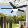 Outdoor Ceiling Fans with Light and Remote,IP65 Wet Rated Waterproof Ceiling Fan with 6-Speed DC Motor, Farmhouse Gazebo Fan for Porch Patios Pavilion(Black)