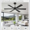 52 Inch Ceiling Fans No Light with Remote, Modern Ceiling Fan Without Light, Dual Finish 6 Blades, Reversible Quiet DC Motor, 6 Speed, Large Ceiling Fan for Indoor or Covered Outdoor, Black