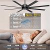 Large Ceiling Fan No Light - Industrial Fan Remote & APP Control, Quiet DC Motor, Indoor/Outdoor Ceiling Fan for Patio, Shop, Garage, Aluminum Blades, Black