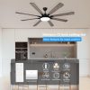 Ceiling Fan with Light and Remote - Large Indoor Outdoor Ceiling Fan, 6 Speeds Reversible DC Motor, 8 Blades Farmhouse Industrial Ceiling Fans for Living Room Patio Bedroom, Black and Wood