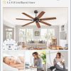 62 Inch Ceiling Fan No Light with Remote Control, Brown Ceiling Fans Without Light With 6-Speeds Quiet Reversible DC Motor, Indoor/Outdoor Ceiling Fan with Dual Finish 7 Blades for Patio Living Room