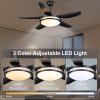 Fandelier Ceiling Fan with Light - Modern Black Ceiling Light Fixture with Fan and Remote, 3 Colors LED Ceiling Fans for Outdoor Patio Kitchen