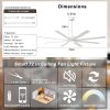 Large Ceiling Fan with Lights - Indoor/Outdoor Fan Remote & APP Control, Dimmable, DC Motor, Metal Ceiling Fan for Patio Living Room, White