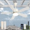 Outdoor Ceiling Fans with Light for Patios, IP65 Waterproof Gazebo Fan, Plug in Ceiling Fan with Remote, 3CCT 6-Speed White Ceiling Fan with Hanging Hook for Porch, Pergola,Canopy