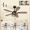 42 Inch Farmhouse Ceiling Fan with Light and Remote, Oil Bronze Industrial Flush Mount Ceiling Fans with 6 Speed Reversible Motor and Dual Finish 5 Blades, Rustic Ceiling Fan for Living Room, Bedroom