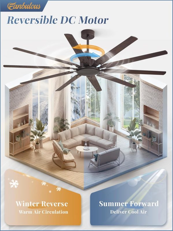 72 Inch Large Ceiling Fan Without Light, Modern Indoor/Outdoor Ceiling Fans No Light with Remote,6-Speed Reversible Quiet DC Motor, 10 Blade for Bedroom,Living Room,Patio,Garage(Oil Bronze)