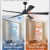60 Inch Ceiling Fans with Lights and Remote, Black Modern Plug in Ceiling Fan with 6 Speeds,Bright LED Light,Reversible Quiet DC Motor for Bedroom,Living Room